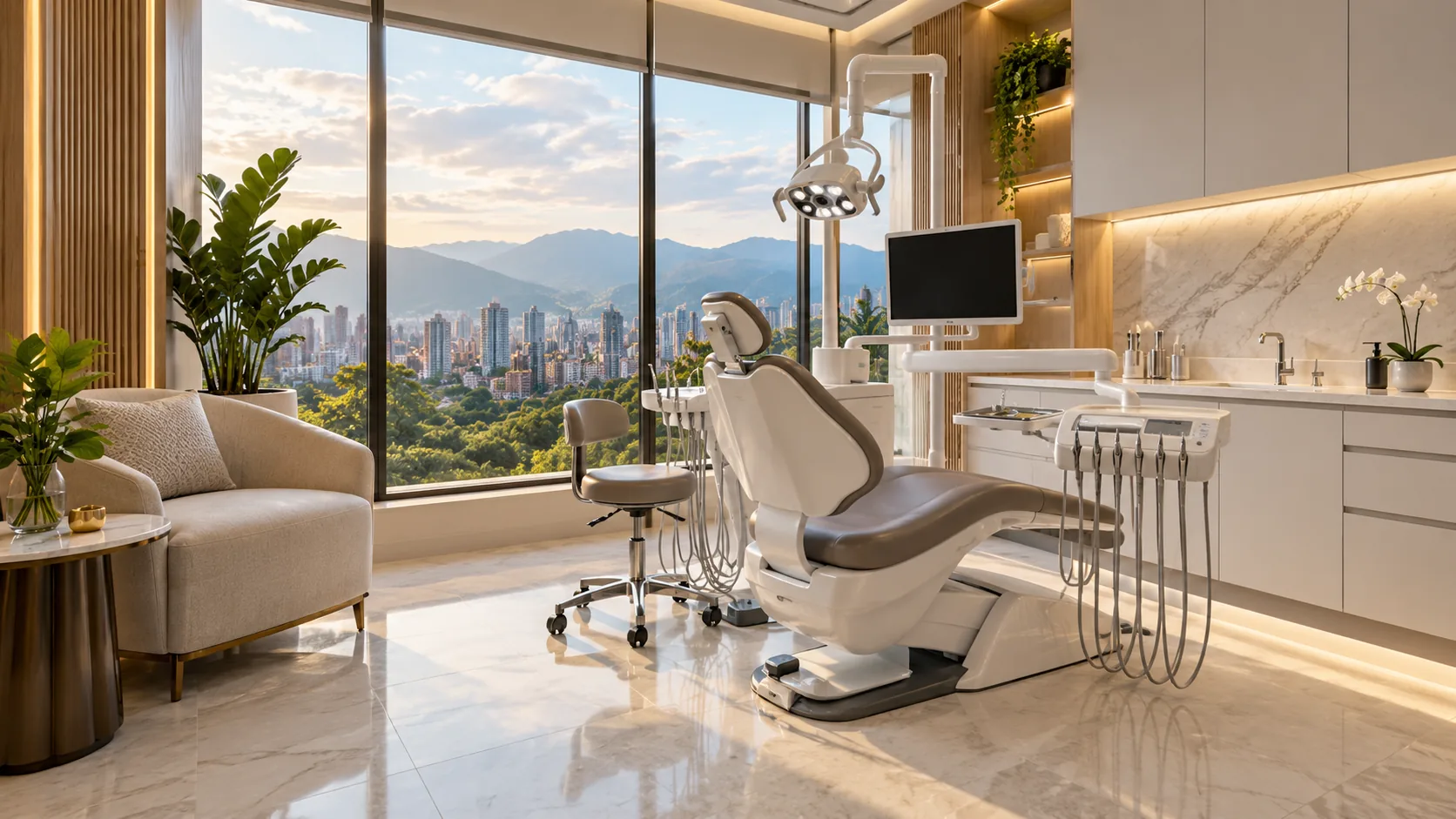 Modern cosmetic dental clinic interior in Medellín